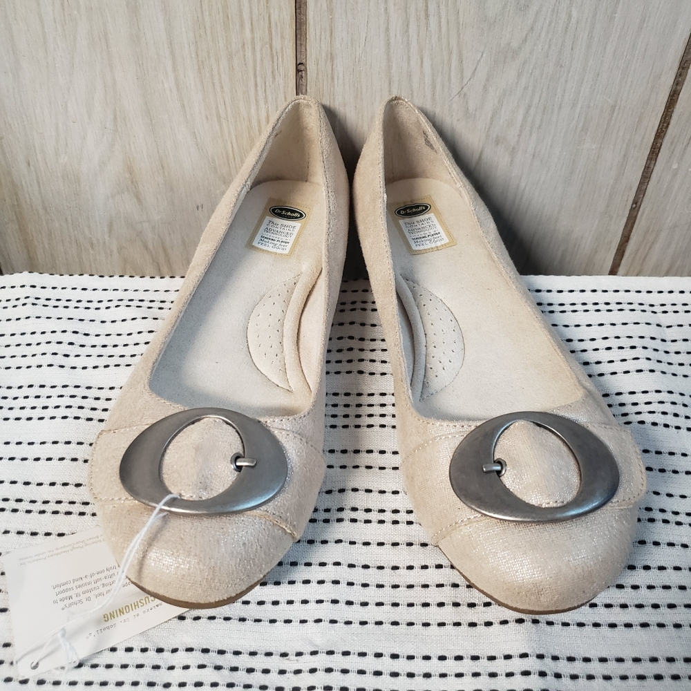 Dr.Scholls Beige Tan Buckle Round Roe Casual Flats Womens 9